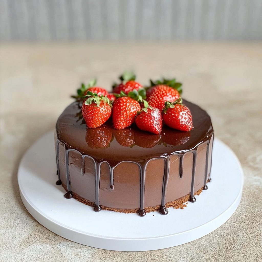 Decadent Chocolate Cake with Strawberries