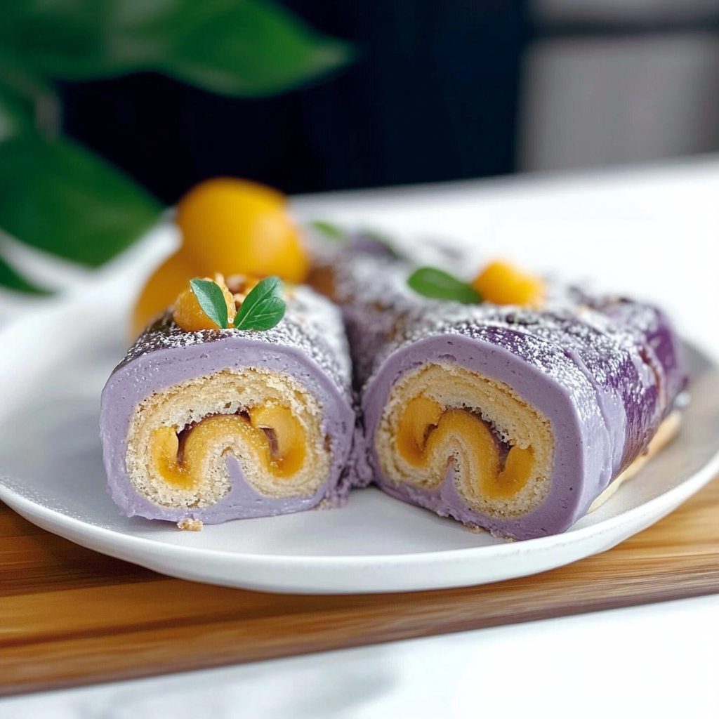 Ube and Mango Roll Cake Delight