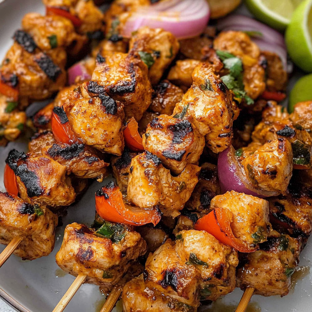 chicken kebabs on the grill
