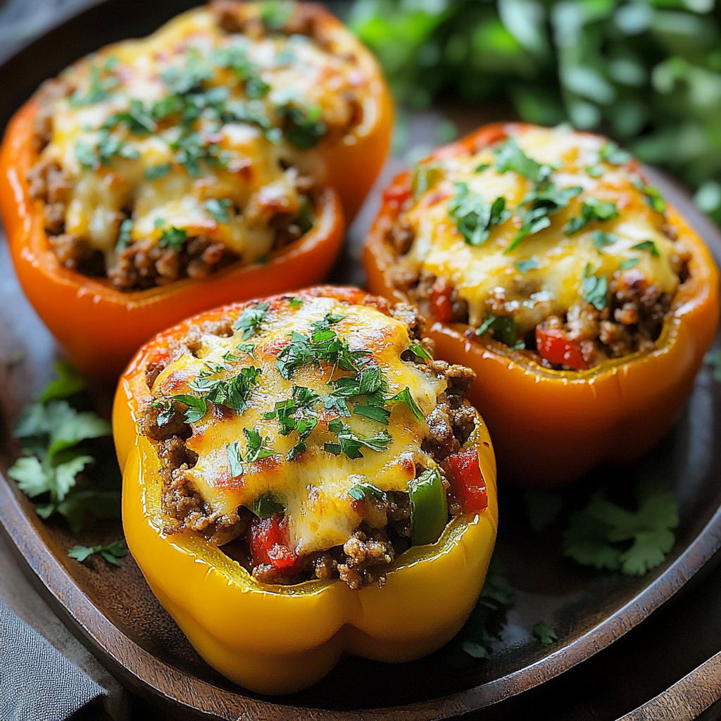 Amazing Stuffed Bell Peppers with Ground Beef and Rice Delight