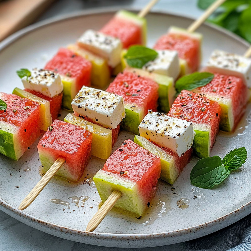 Feta and Watermelon Skewers