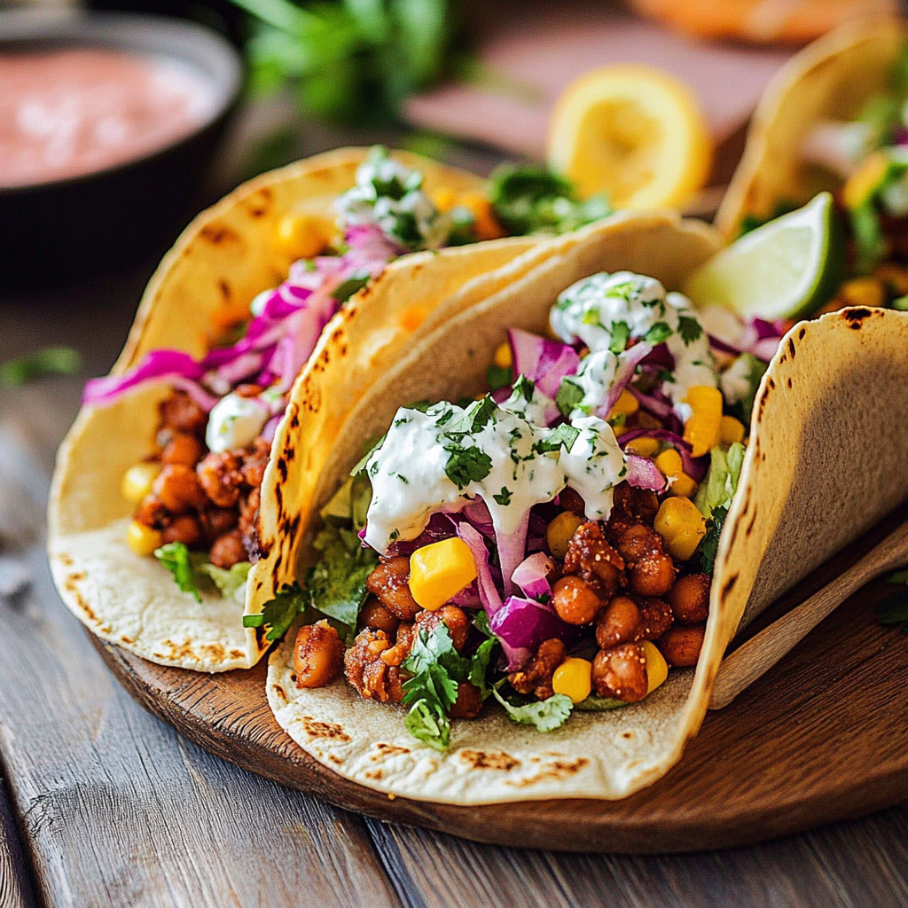 Fresh Corn and Bean Tacos with Crisp Salad for a Flavorful Twist