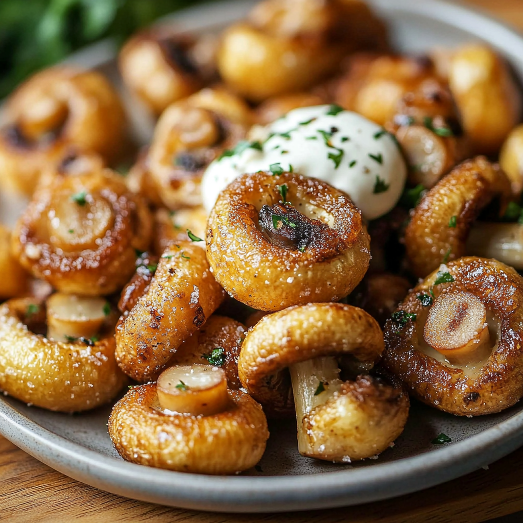 Fried Sliced Mushrooms with Ranch
