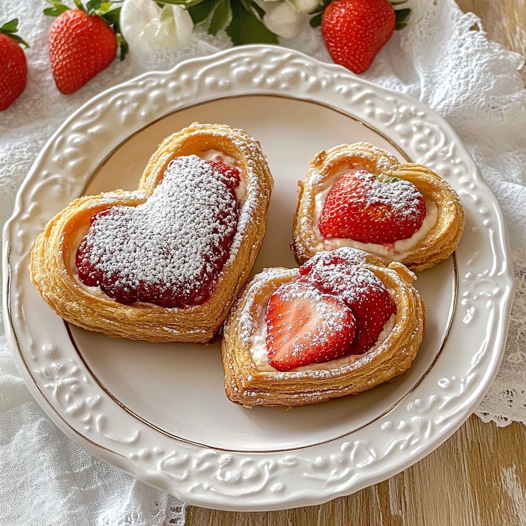 Heart-Shaped Strawberry Cream Puff Pastries
