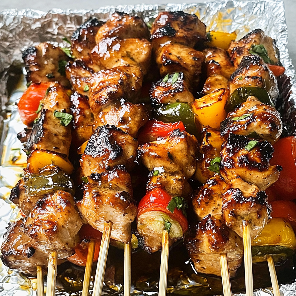 Lemon and herb marinated chicken skewers
