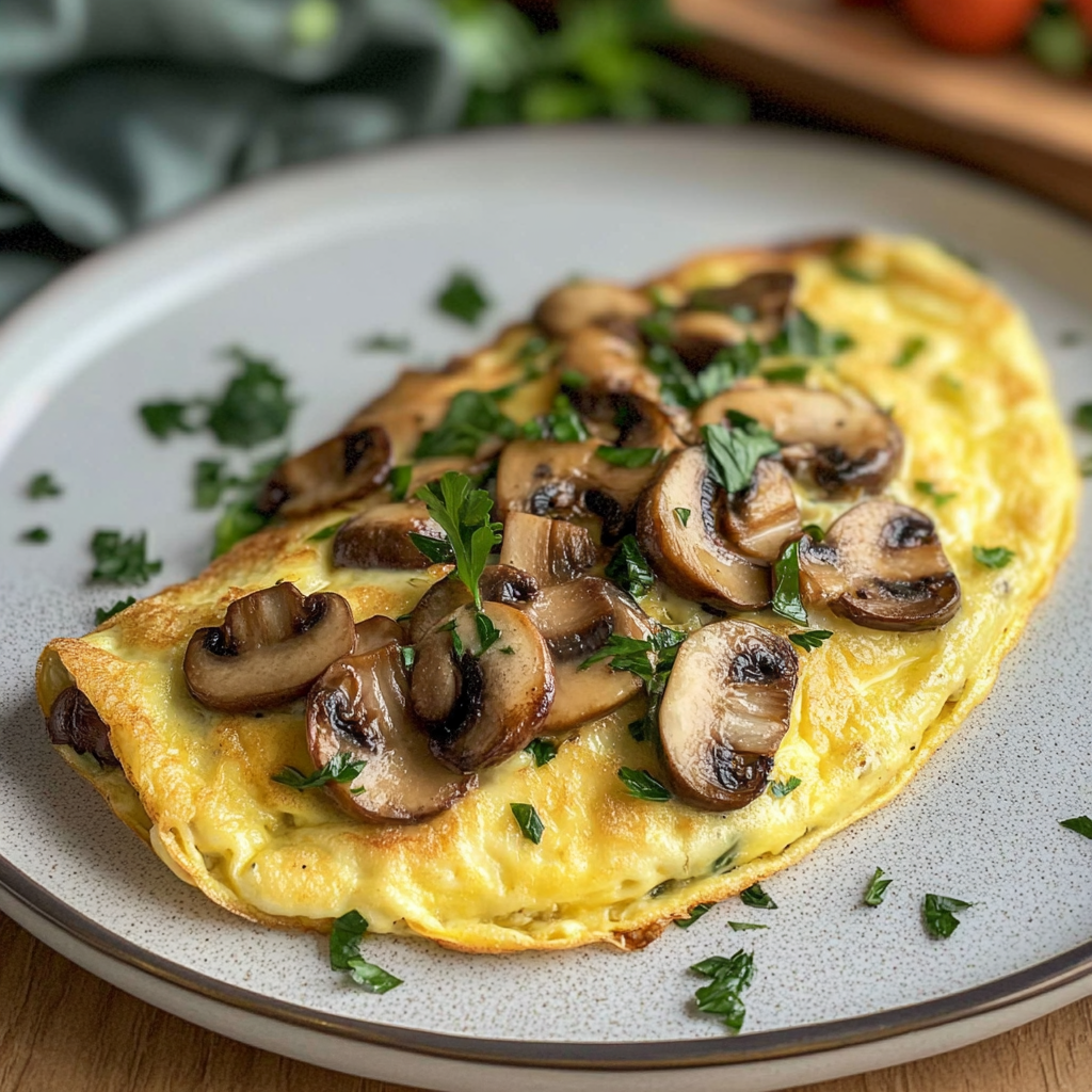 Mushroom and Swiss Omelet