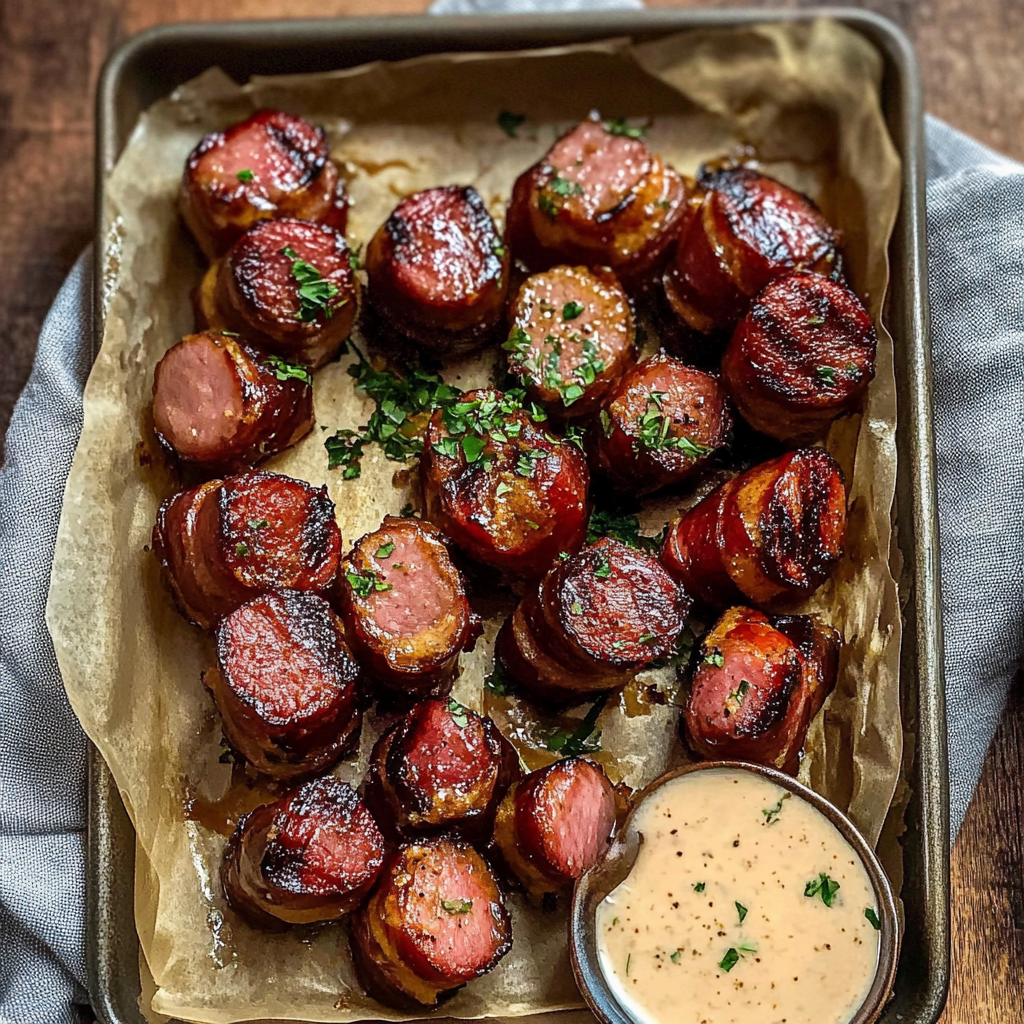Mustard Hasselback Kielbasa Bites