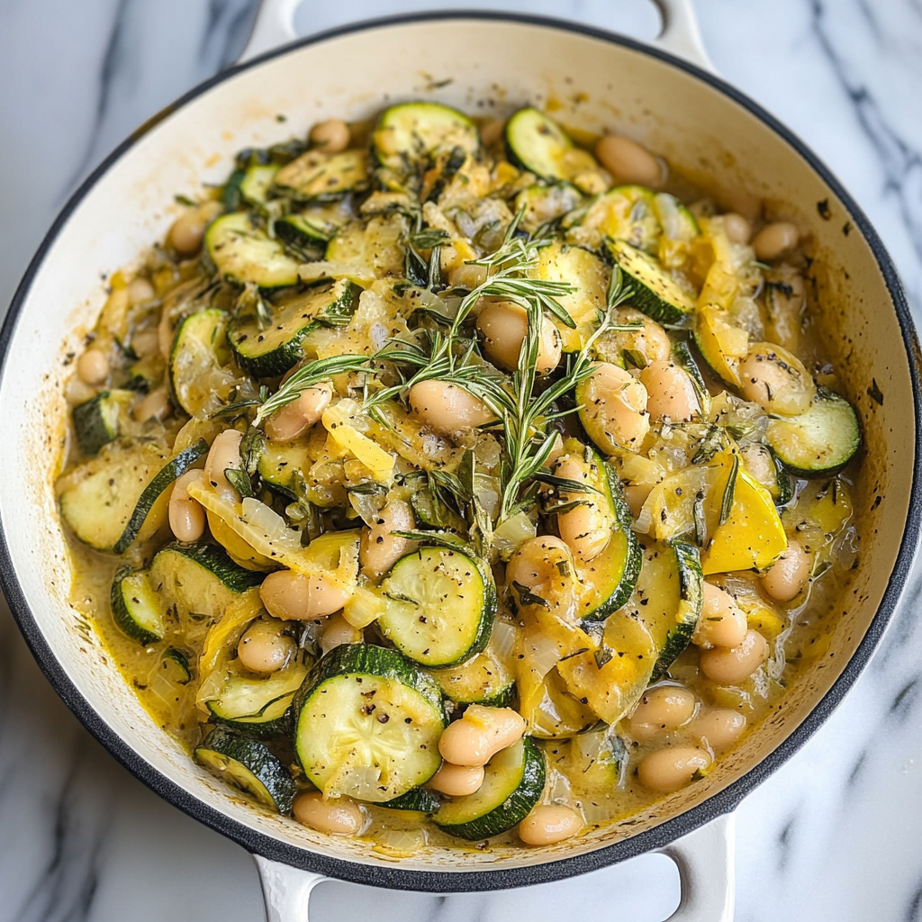 Slow-Cooked Courgettes & Creamy Butter Beans