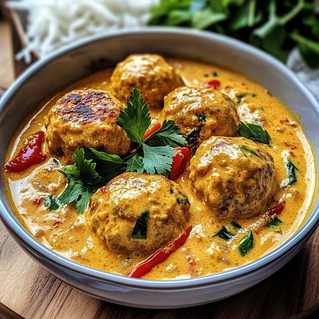 Thai Chicken Meatballs in Coconut Curry