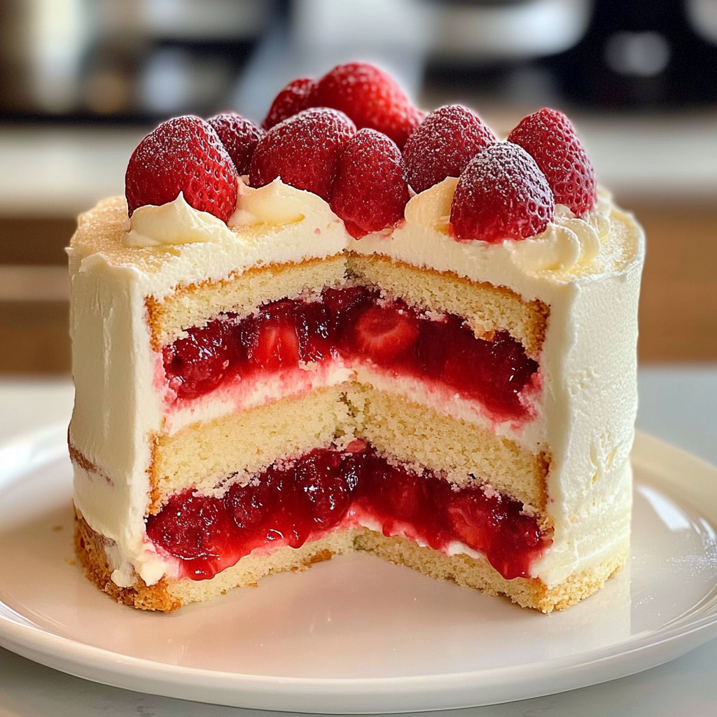 Vanilla Cake with Strawberry Filling