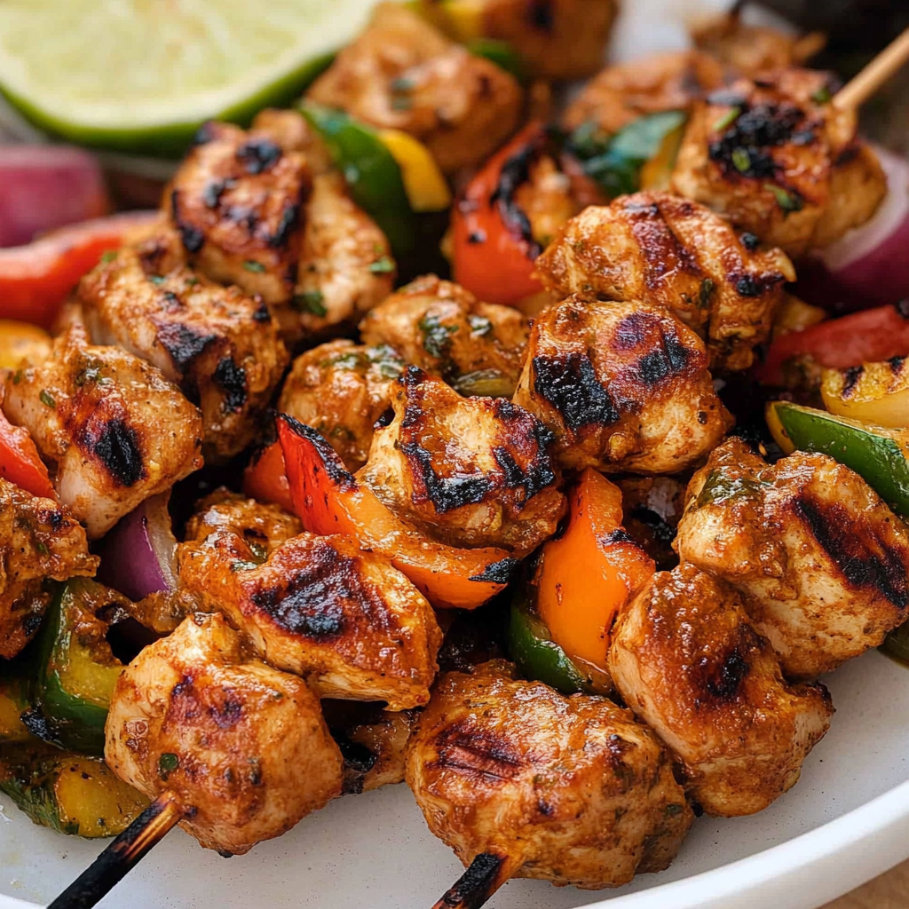 chicken kebabs on the grill