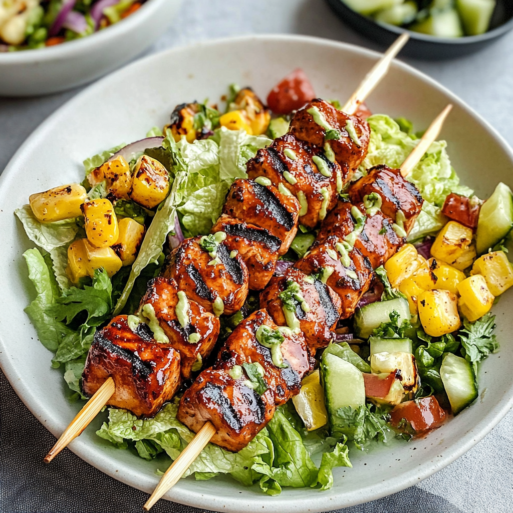 BBQ Chicken Skewer Salad