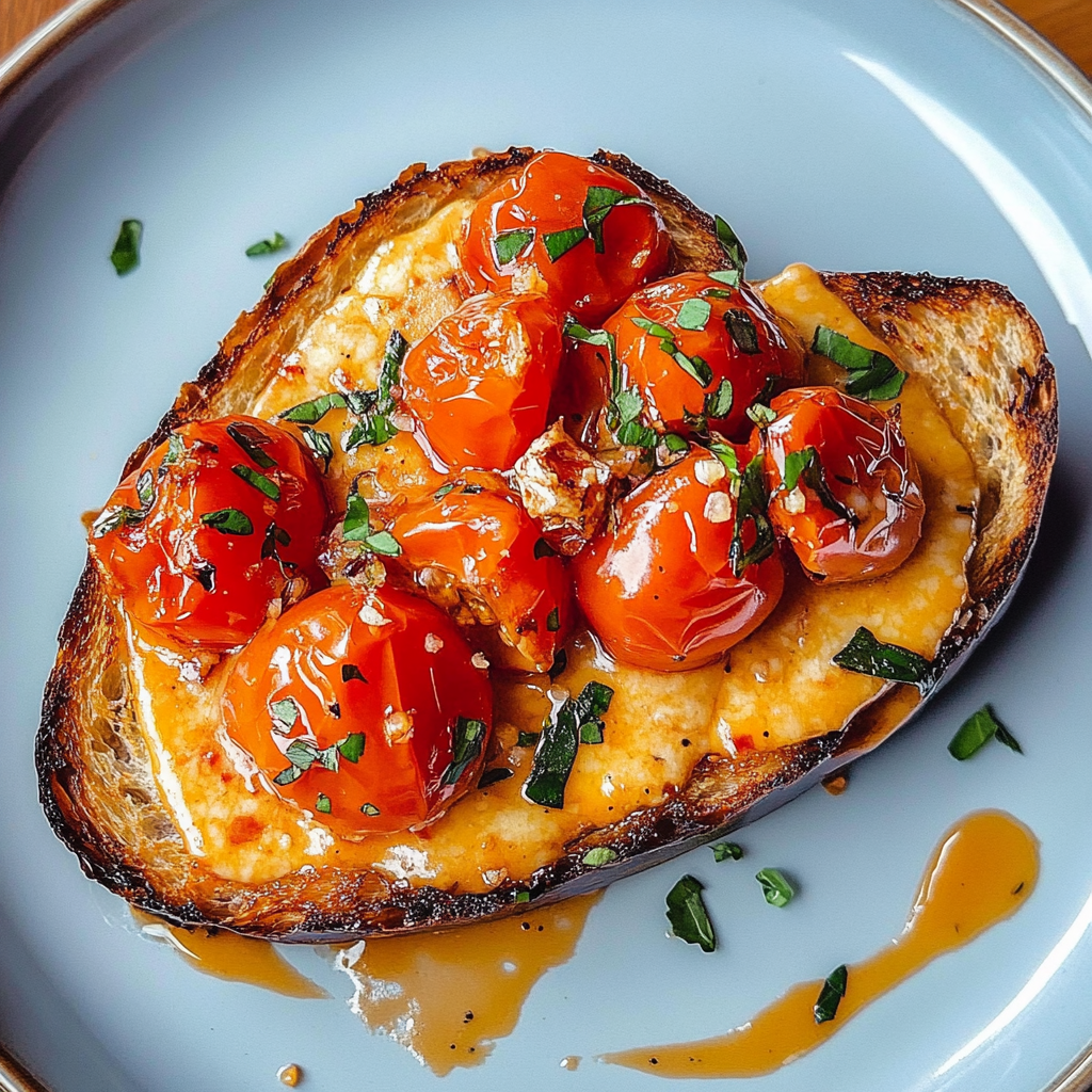 Buttery Tomatoes on Cheese on Toast