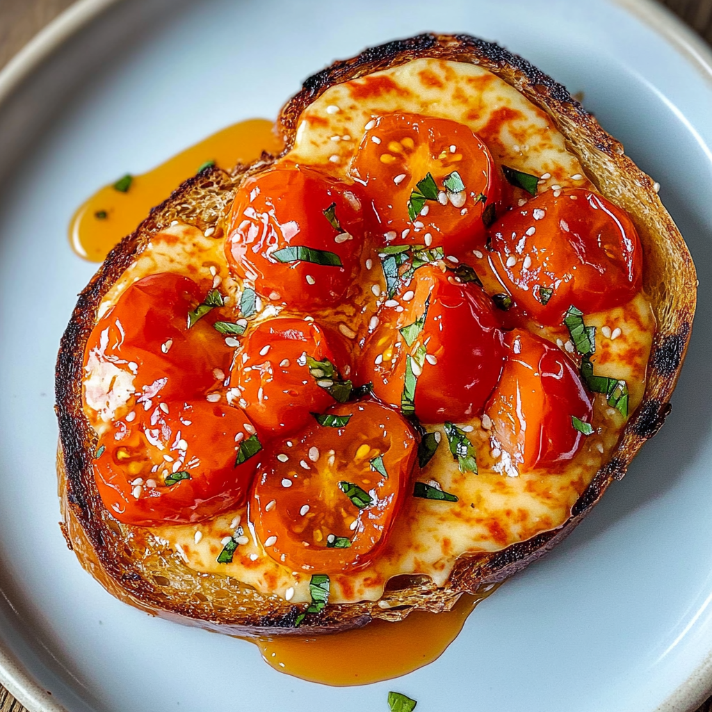 Buttery Tomatoes on Cheese on Toast