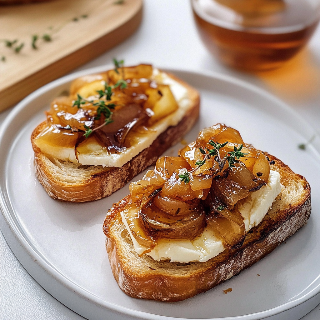 Caramelized Onion & Brie Toast on Sourdough