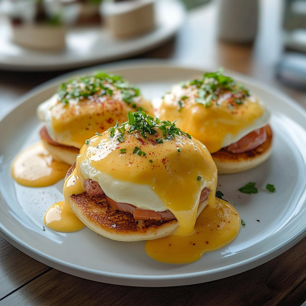 Classic Eggs Benedict with Silky Hollandaise and Toasted Muffins