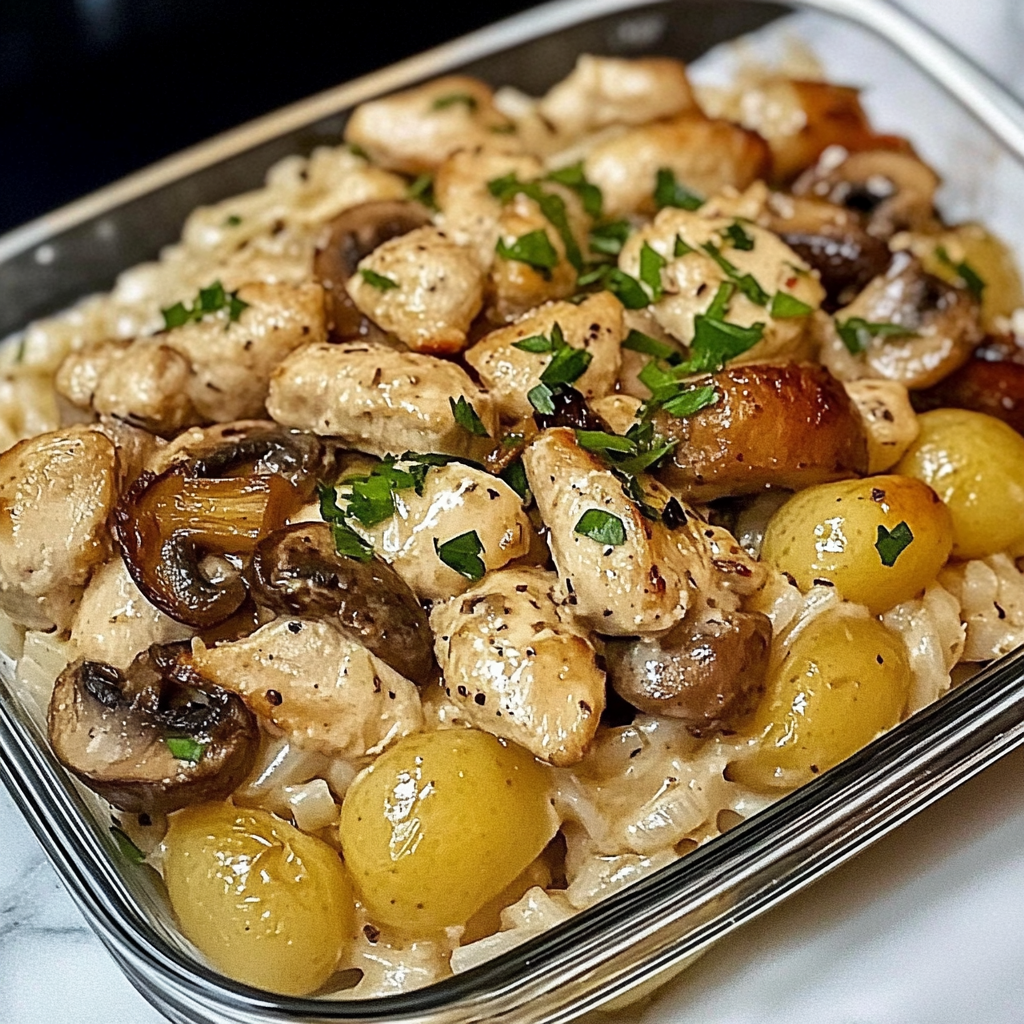 Creamy Mushroom Garlic Greek Chicken Alfredo