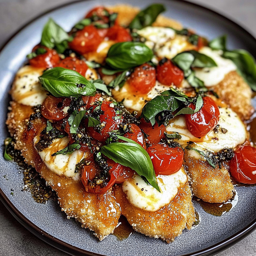Crispy Chicken with Mozzarella, Tomato, and Basil