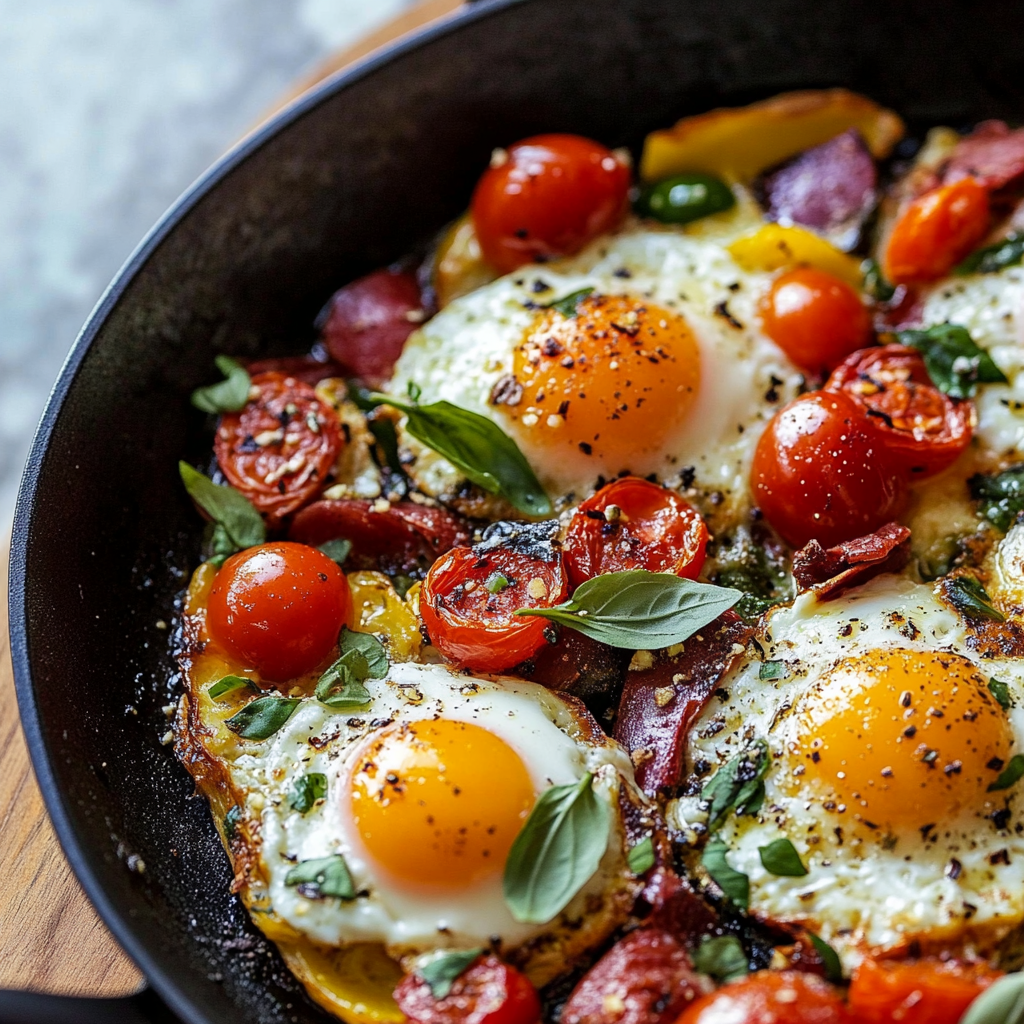 Easy One-Pan Baked Feta Eggs with Veggies