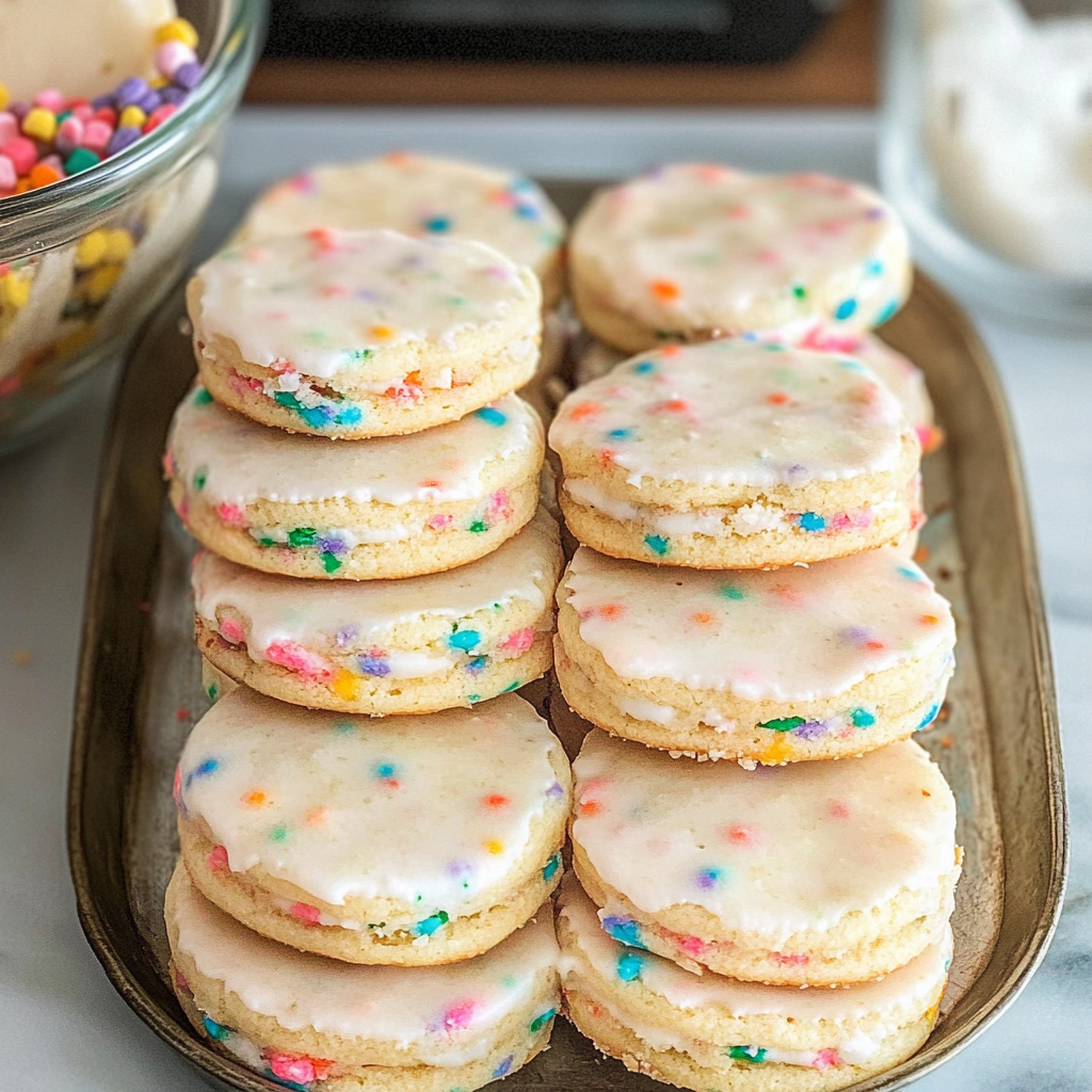 Funfetti Shortbread Sandwich Cookies with Frosting