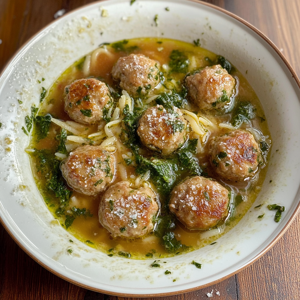 Meatball and Courgette Orzo Broth