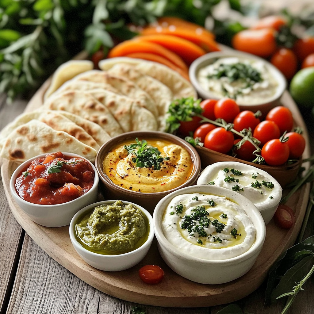 Mediterranean Brunch Boards with Dips and Flatbreads