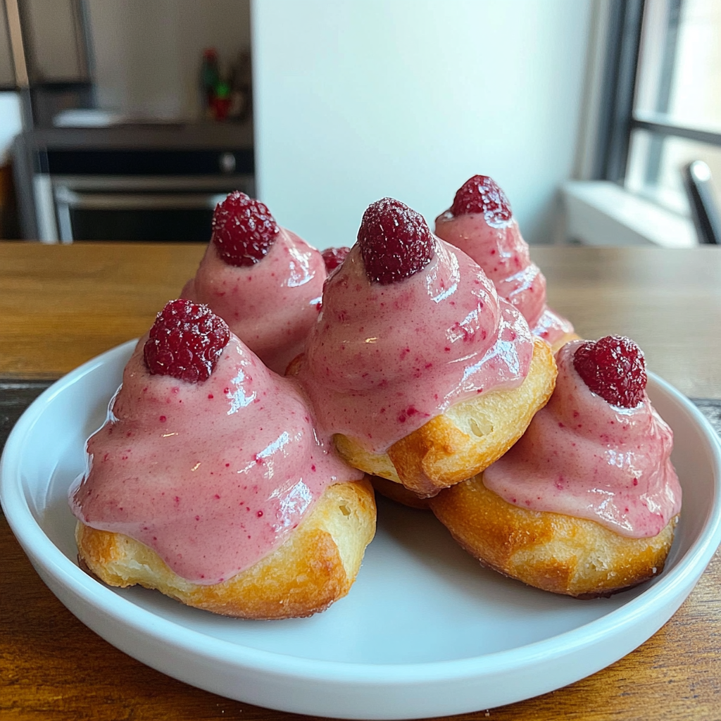 Raspberry Croissant Sourdough Donuts