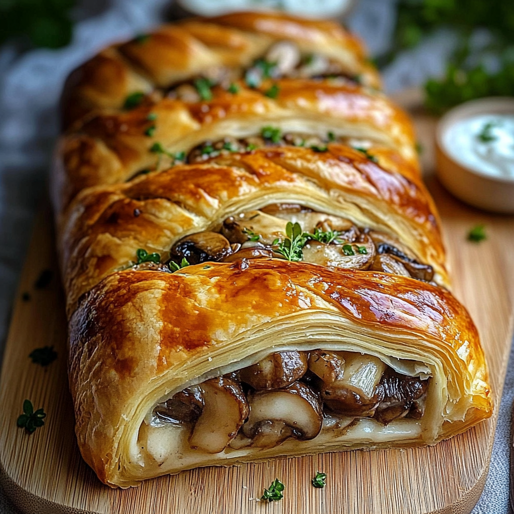 Savory Mushroom & Gruyère Puff Pastry Braid