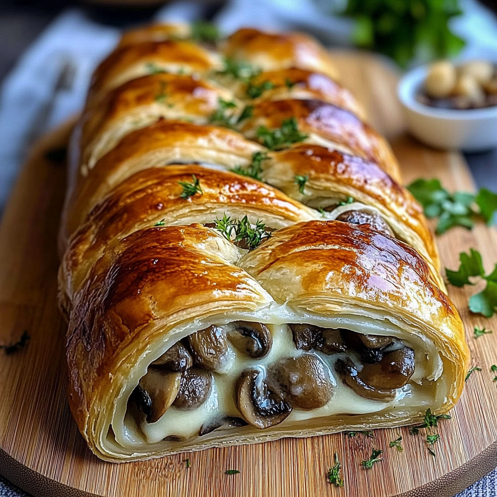 Savory Mushroom & Gruyère Puff Pastry Braid