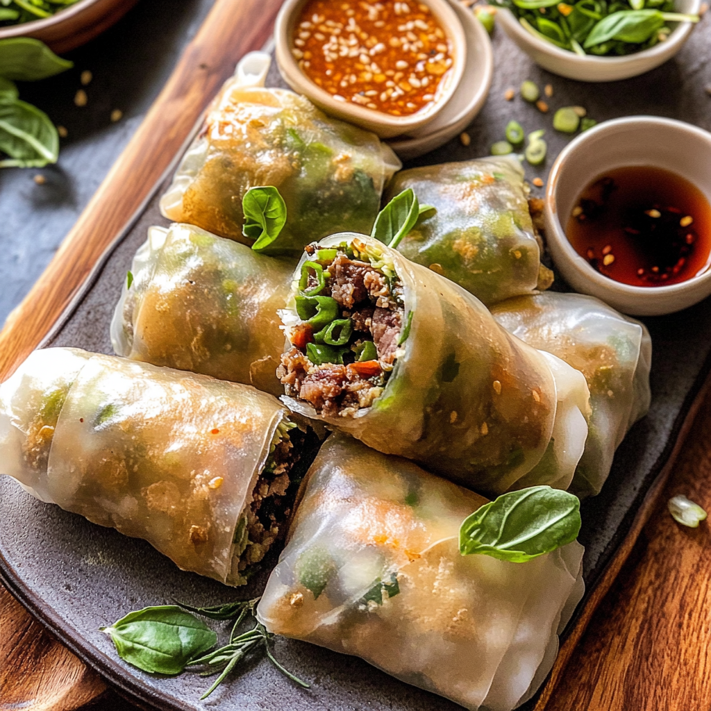 20 Minute Thai Basil Beef Rolls