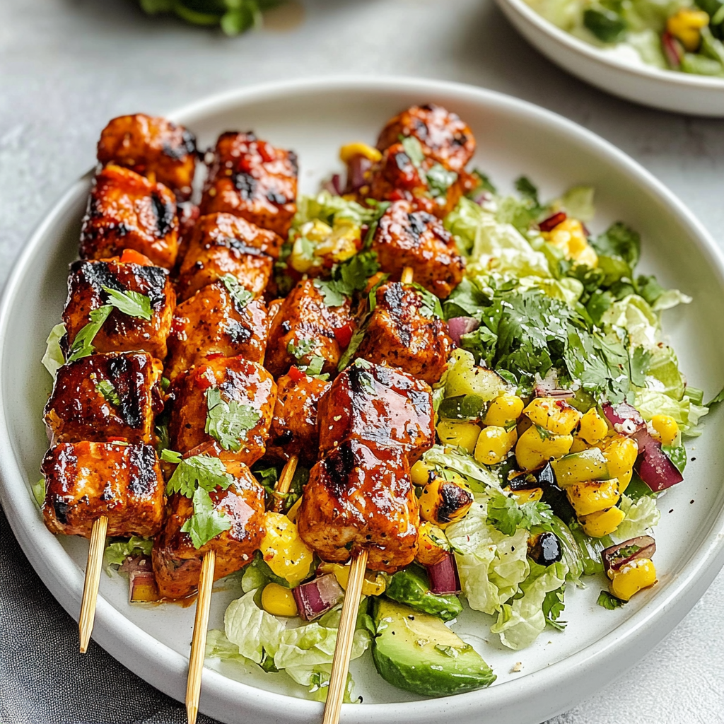 BBQ Chicken Skewer Salad