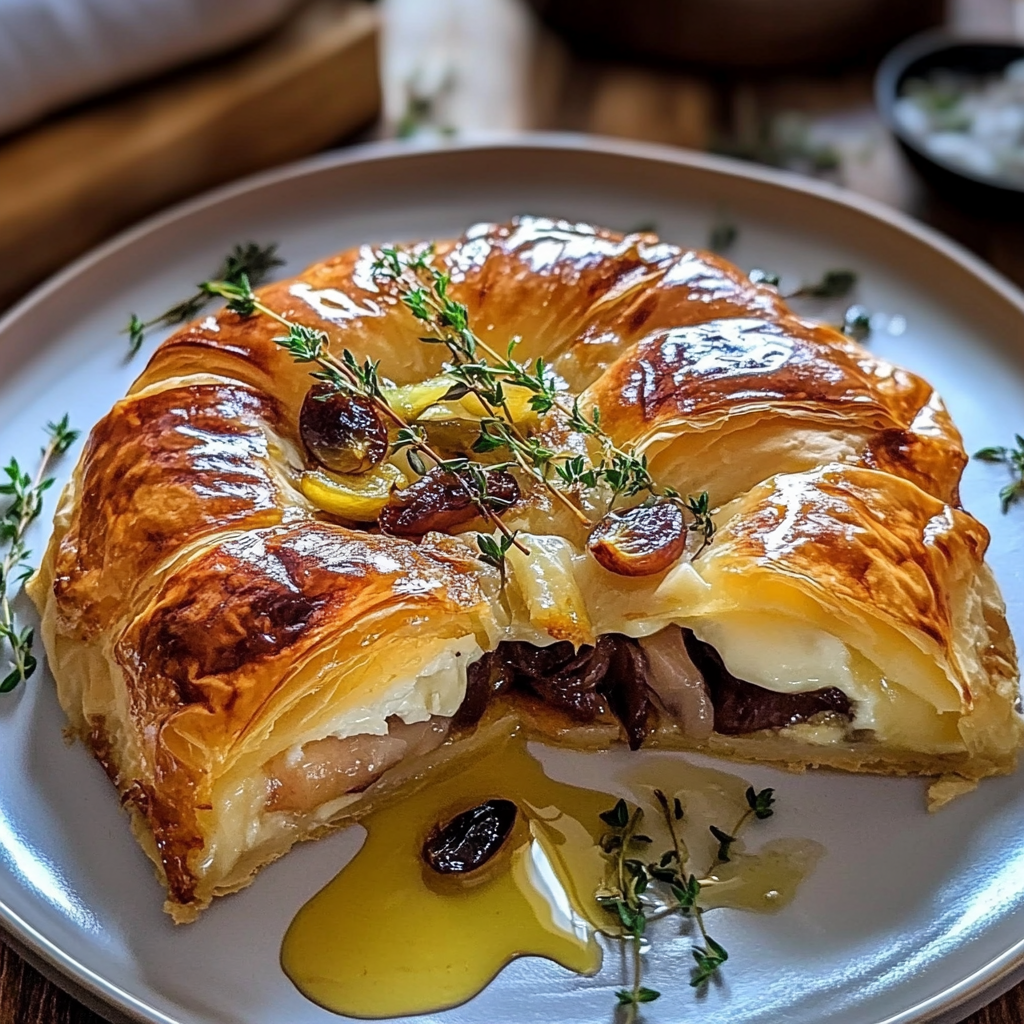 Baked Brie in Puff Pastry with Honey and Fig