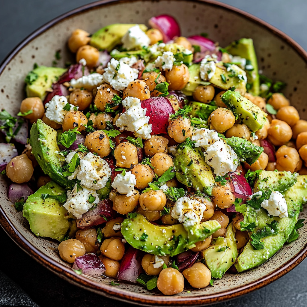 Chickpea Feta Avocado Salad