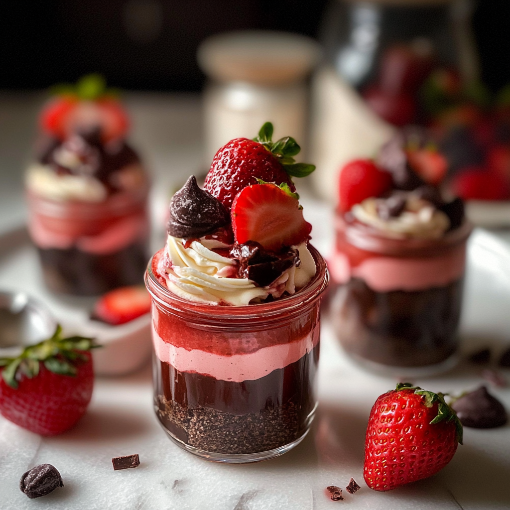 Chocolate Strawberry Mousse Cake Parfaits