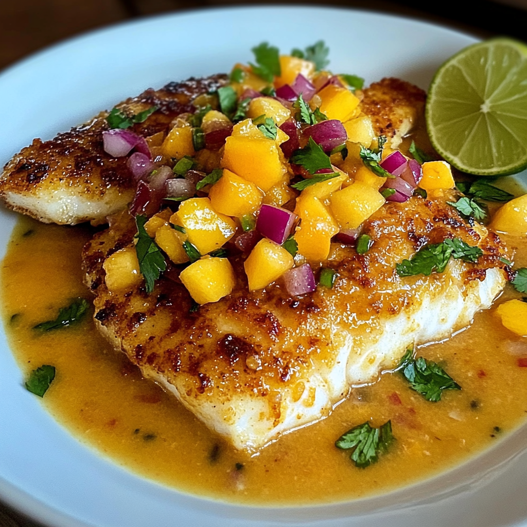 Crispy Coconut-Curry Fish with Mango Salsa