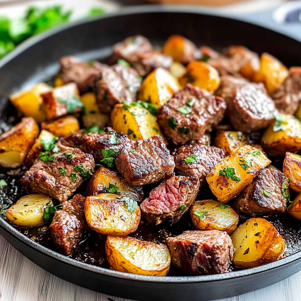 Garlic Butter Steak Bites & Potatoes