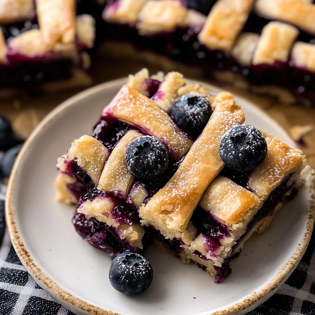 Gooey Blueberry Pie Bars with Lattice Pie Crust