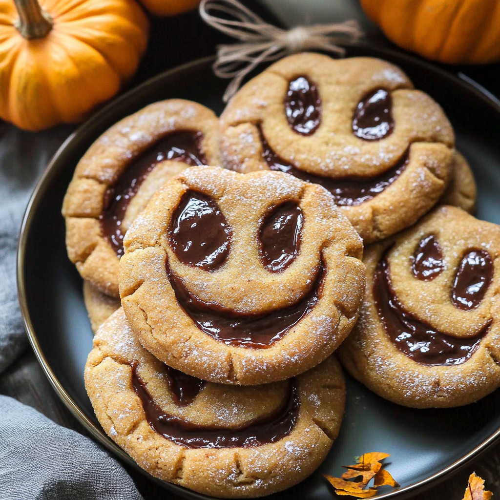 Milk Chocolate Stuffed Jack-O'-Lantern Cookies