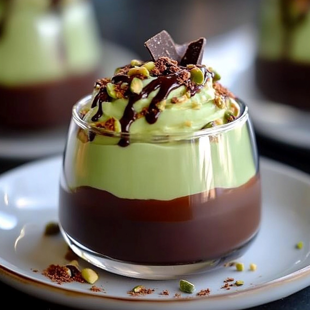 Pistachio Mousse with Chocolate Ganache