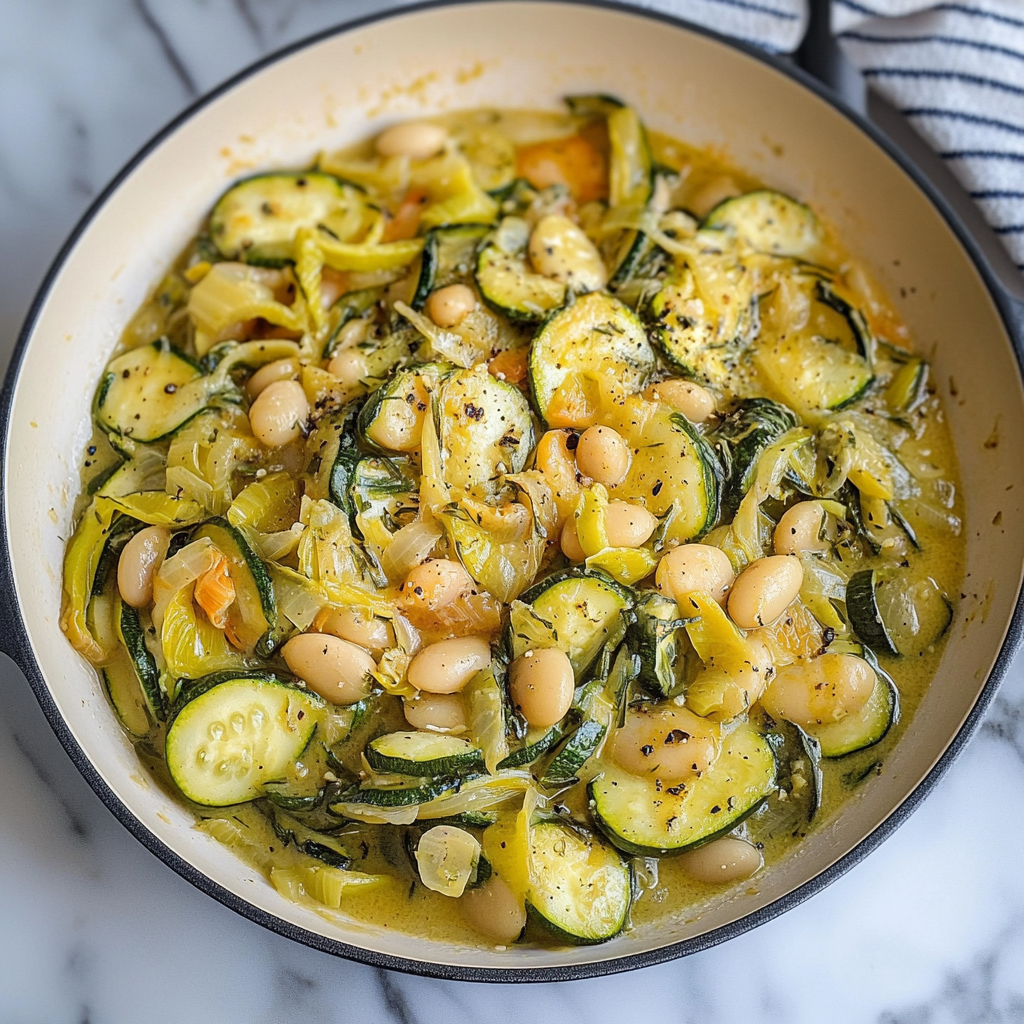 Slow-Cooked Courgettes & Creamy Butter Beans
