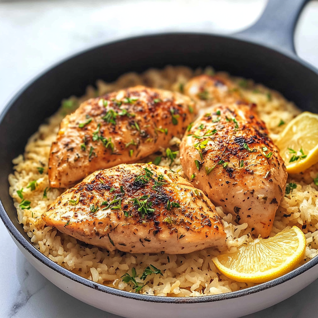 Slow Cooker Lemon Herb Chicken and Rice