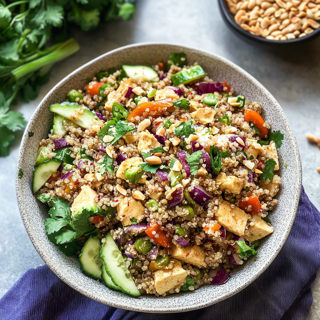 Thai Quinoa Salad with Spicy Peanut Dressing