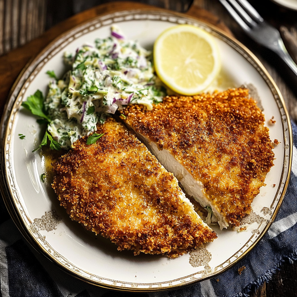 Walnut Crusted Chicken with Fennel Slaw