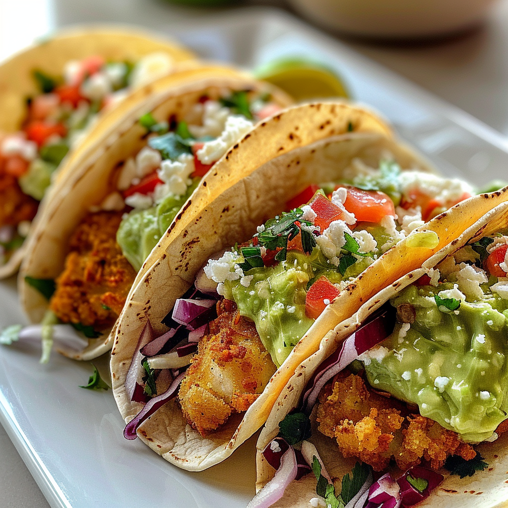 Crispy Baja Fish Tacos with Avocado Crema