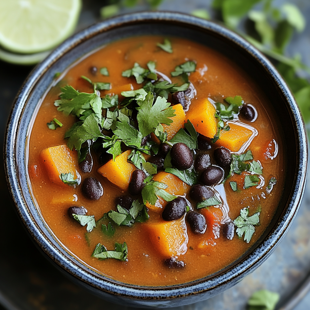 Crockpot Sweet Potato and Black Bean Soup