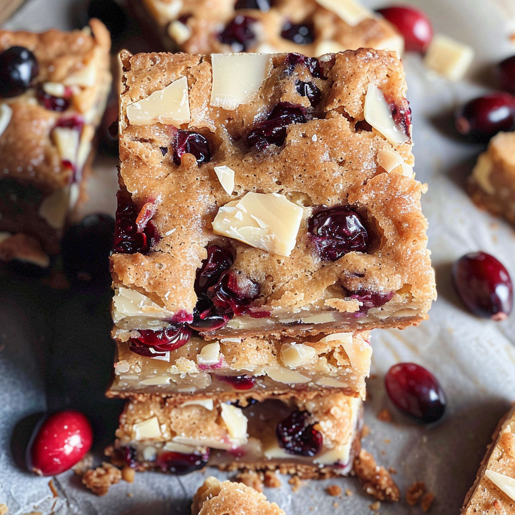 Easy White Chocolate Cranberry Blondies