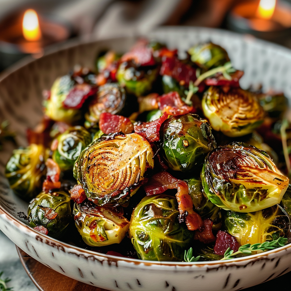 Glazed Brussels Sprouts with Bacon Thanksgiving Recipe