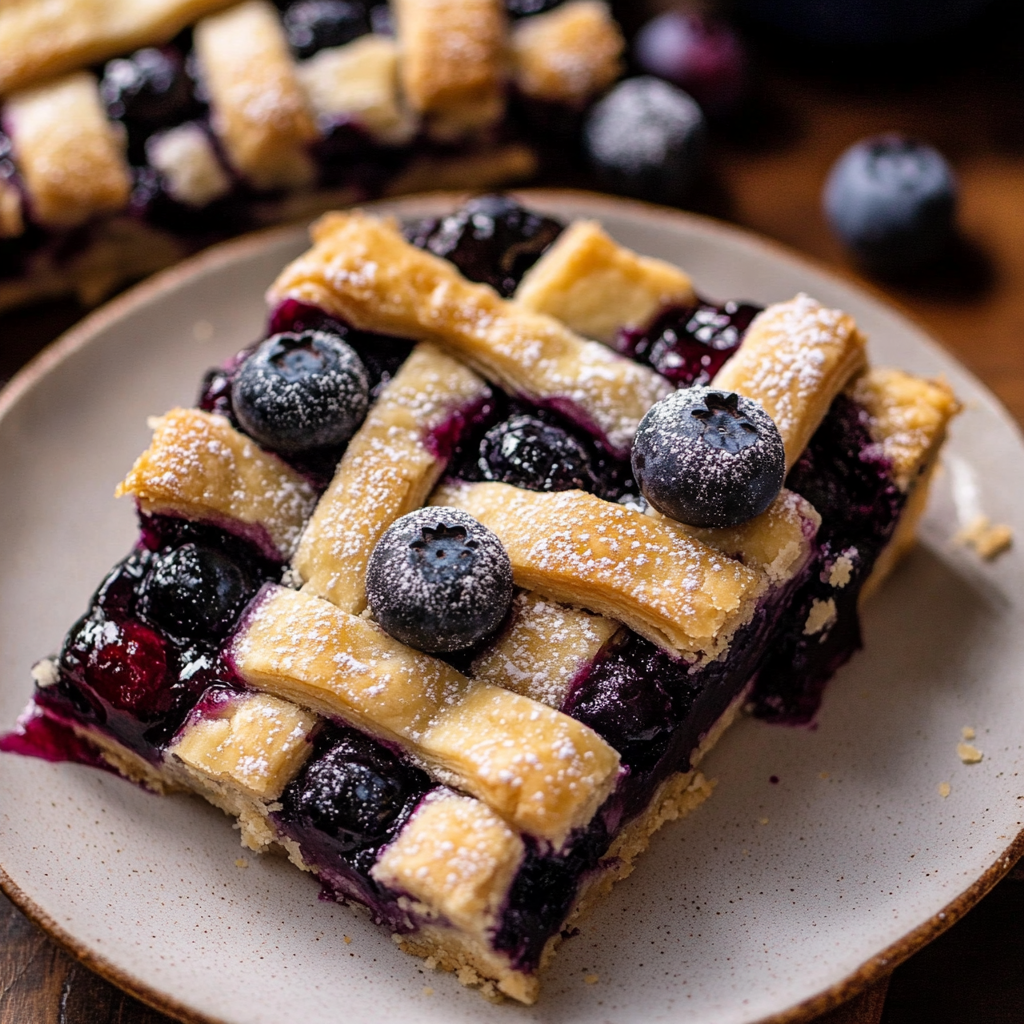 Gooey Blueberry Pie Bars with Lattice Pie Crust