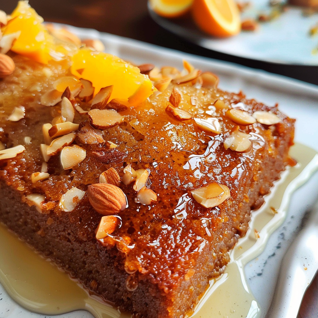 Honey Almond Cake (Tishpishti) with Citrus Syrup