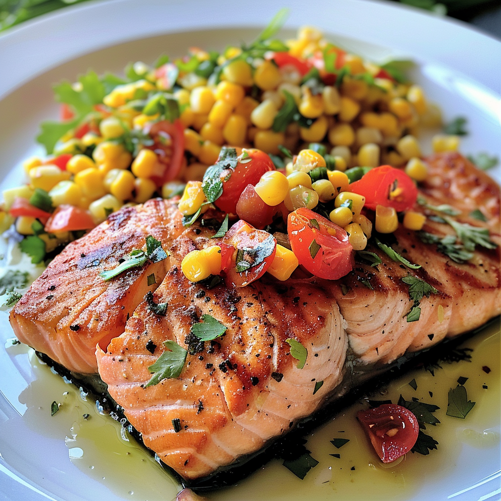 Salmon with Ginger Corn Salsa